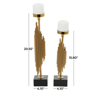 Set of 2pcs Gold Plated Metal Contemporary <b>Candle</b> Holder for Decorative Centerpiece Bulk Supplies Available at Reasonable Price - Product Image 5