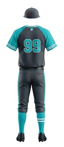 Ensemble uniforme de baseball 100 % polyester, imprimé par sublimation, anti-plis, respirant, maillot sans manches entièrement boutonné et pantalon avec logo frontal - Product Image 3