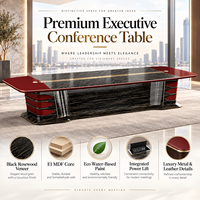 Table de Conférence Exécutive de Luxe, Mobilier Moderne pour Salle de Réunion avec Plateau en Placage de Palissandre et Système de Gestion des Câbles
