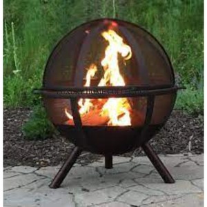 Rustic cowboy style metal <b>fire</b> <b>pit</b> with log holder stand and <b>fire</b> poker included for effortless backyard <b>fire</b> maintenance - Product Image 6