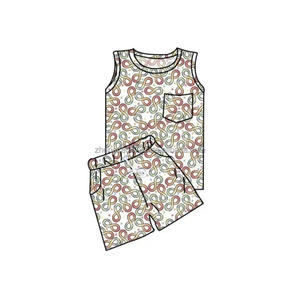 Top peplo tinta unita e fondi spezzati boccioli di fiori stile Casual set di abbigliamento Boutique per <span class=keywords><strong>ragazze</strong></span> e bambini per l'estate - Product Image 2