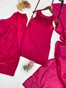 Colección de trajes Salwar de color rosa de diseñador indio, telas de seda para mujer, ropa de fiesta, completamente cosido. - Product Image 6