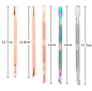 Lima de uñas de acero inoxidable de doble cara, empujador de cutículas curvo, recortador de piel muerta, herramienta de cuidado de manicura y pedicura para el cuidado de los dedos - Product Image 6