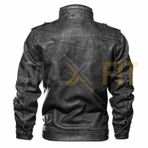Veste en cuir PU pour homme, toile de haute qualité, col montant uni, tendance, MAXFIT ENTERPRISES, veste printemps/automne/hiver - Product Image 4