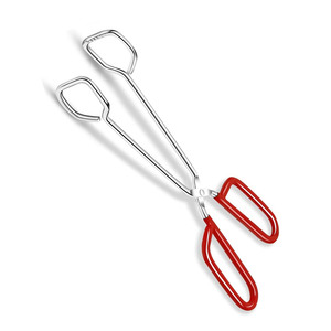 10-Inch Heavy Duty <b>Kitchen</b> Tongs Non-Slip Comfortable Red Grip <b>Scissor</b> Design Heat Resistant BBQ Cooking Surgical Instruments - Product Image 1