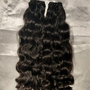 Extensión crudo de cabello rizado indio procesado sin químicos de alta calidad. Templo indio del Sur Venta caliente Tejido de cabello rizado virgen - Product Image 1