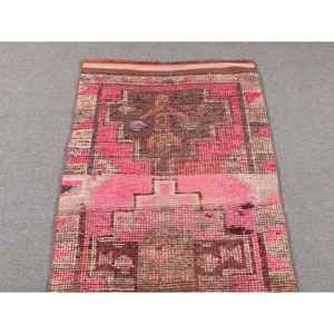 พรมวิ่งสไตล์ตุรกี ขนาด 2.6x10.4 ฟุต พรมวินเทจ พรมเปอร์เซียสีชมพูเฮอร์กี - Product Image 4