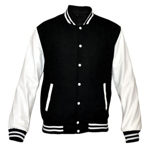 Winter Men's Varsity <b>Jacket</b> with Leather Sleeves and Wool Lining Customizable Design and Front Logo - Product Image 6