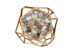 Mesa Auxiliar Moderna Personalizada de Metal y Mármol con Acabado Dorado Natural, Mueble de Lujo para Dormitorio, Sala de Estar, Cocina y Hogar, Ajustable - Product Image 2