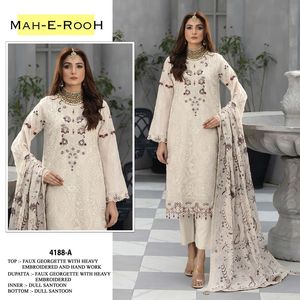 Vêtements de fête de luxe Salwar Kameez pour femmes de la meilleure qualité avec broderie Zari et Designer Dupatta inclus d'Inde - Product Image 4