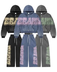 Nuevo diseño personalizado al por mayor de alta calidad chándales estilo holgado con cremallera personalizar la impresión Streetwear chándal - Product Image 6