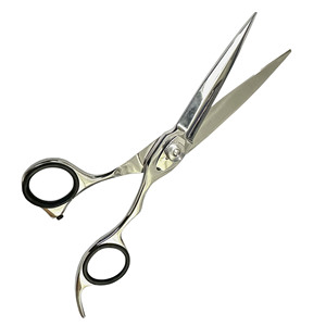 Barber Hair Cutting Razor Scissors New Style Right <b>Ring</b> Angled Stainless Steel Blades <b>Ceramic</b> Handle 26 Teeth - Product Image 1