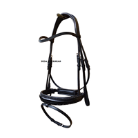 Bridon pour cheval en cuir NIDA-P158 de qualité supérieure, teint en cuve, confortable et durable, avec nezier en cuir verni et strass