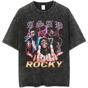 Jersey de cuello redondo de gran tamaño lavado con ácido de alta calidad, camiseta en blanco de diseño sólido informal personalizado para hombres y mujeres, camiseta de gran tamaño - Product Image 3