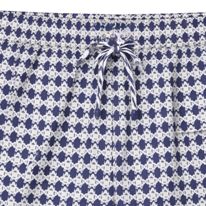 Shorts de bain recyclés pour hommes, motif géométrique inspiré du tigre, bleu marine, séchage rapide, avec poches à la taille élastique - Product Image 3