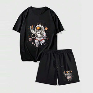 Ensemble deux pièces T-shirt et short OEM 2026 pour homme, 100 % coton, tissu tricoté à séchage rapide, manches courtes, motif 3D, collection été - Product Image 5