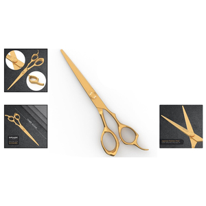 Haute qualité doré enduit barbier Salon de coiffure ciseaux lame tranchante allemand acier inoxydable beauté coupe de cheveux cisaillement - Product Image 6