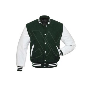 Vestes universitaires en laine pour hommes, style tendance, manches en cuir personnalisées, col montant, hiver, sur mesure - Product Image 5