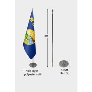 Drapeau d'intérieur officiel du Montana 3x5 pieds, personnalisable, fanion de bureau, impression numérique, mât de drapeau en aluminium, coton de soie, plastique - Product Image 6