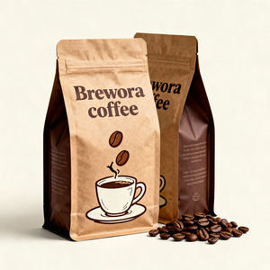 Sac d'emballage pour café imprimé sur mesure de haute qualité 500g, fond plat avec fermeture éclair et valve de sécurité – Nouveauté 2025 en promotion - Product Image 1