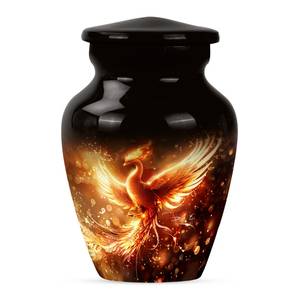 Golden Phoenix Cremation Elegant Black Urn for <b>Ashes</b> Symbol of Rebirth and Strength Memorial Phoenix <b>Ashes</b> <b>Keepsake</b> Urn Adult - Product Image 1