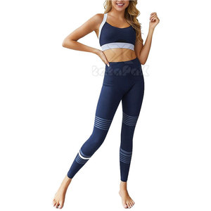 Venta Directa de Fábrica: Conjunto de Yoga para Mujer, Cintura Alta Elástica, Transpirable, Ecológico, Absorbe el Sudor, Logotipo Frontal, 2 Piezas - Product Image 2