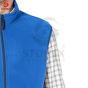 Logotipo personalizado bordado y chaleco de lana polar cálido de invierno para la ropa al aire libre sin mangas al por mayor de los hombres. - Product Image 5