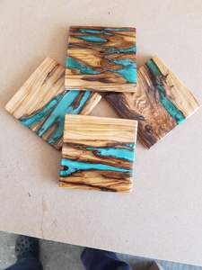 Ensemble de sous-verres en résine époxy de qualité CONTRASTS avec effet océan Dessous de verre ronds carrés décoratifs en résine époxy par Craftsy Home - Product Image 3