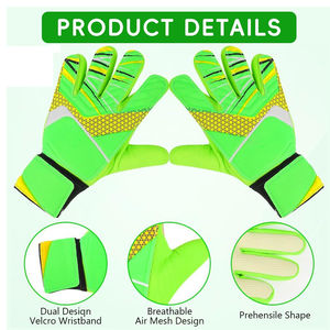Comfortable Leather Goalkeeper Gloves with Easy Wrist Support <b>and</b> Breathable Fabric for Outdoor Use - Product Image 2