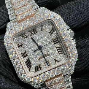 Reloj Analógico de Acero Inoxidable con Incrustaciones de Diamantes y Piedras de Moissanita Brillantes que Ofrecen una Experiencia de Lujo Premium - Product Image 1