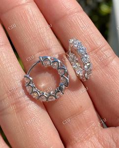 Factory Wholesale Simple Design Round Cut 18K <b>Solid</b> <b>Gold</b> Moissanite Hoops Earring New Latest Design Diamond Jewelry Gift for Her - Product Image 5