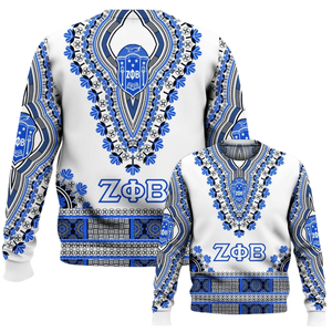 Sudadera Azul Bordada de la Hermandad Zeta Phi Beta, Estilo Cuello Redondo, Año 1920, Ropa Griega para Mujer - Product Image 6
