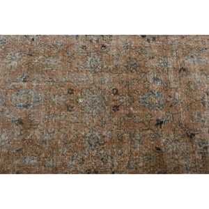 Turkish Rug, Runner 2,6x6,6 ft Vintage Rug, <b>Brown</b> Bordered <b>Wool</b> Rug - Product Image 5