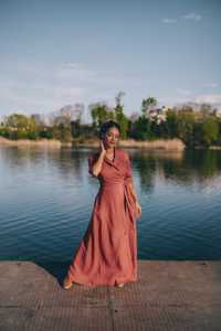 <b>Shawl</b> Collar Linen <b>Wrap</b> Dress Maxi Length Red Robe 3/4 Sleeve Kimono Dress with Belt and Pockets Petite Victorian Overcoat - Product Image 4