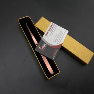 Pince à cils personnalisée pince à cils en or rose 45 degrés de long pince à épiler d'extension de cils d'isolation durable en acier inoxydable - Product Image 5