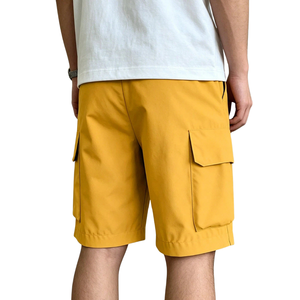 Mens <b>Lightweight</b> Woven 100% Cotton <b>Cargo</b> Bermuda <b>Shorts</b> Front Elastic Drawstring Waist Multiple Pocket Casual Outdoor Summer - Product Image 2