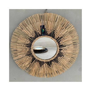 Miroir en rotin élégant fabriqué à la main au Vietnam en rotin naturel avec de beaux motifs en rotin décoration intérieure parfaite vente en gros - Product Image 2