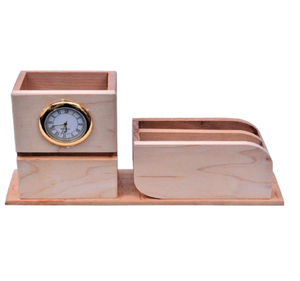 Support à stylos en bois Royal Design avec horloge gravée, organisateur de bureau écologique, porte-stylos - Product Image 6
