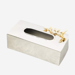 Boîte à mouchoirs de luxe en métal de qualité avec fleur d'or Boîte à mouchoirs en métal de table standard pour la maison Porte-serviettes Utilisation dans la salle de bain - Product Image 3