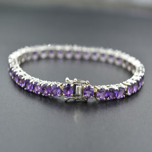 Hermosa Pulsera de Plata de Ley 925 con Amatista Natural Morada, Pulsera Hecha a Mano para Venta al por Mayor, Plata de Ley 925 - Product Image 1