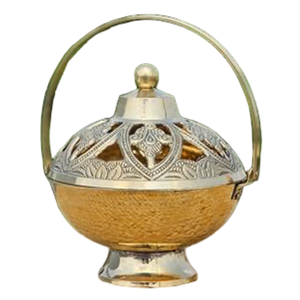 Quemador de Incienso de Latón Puro de Alta Calidad con Grabado y Acabado Pulido, Quemador de Lobán Tradicional de Latón Vintage para Decoración del Hogar - Product Image 1