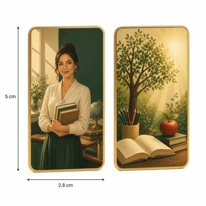 Tarjeta Coleccionable <span class=keywords><strong>de</strong></span> Arte Metálico <span class=keywords><strong>de</strong></span> Doble Cara con Diseño <span class=keywords><strong>de</strong></span> Árbol del <span class=keywords><strong>Conocimiento</strong></span> para Profesor, Marco Dorado, Libro, Manzana, Globo, Lápiz, Regalo Inspirador - Product Image 4