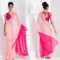 Sari en Georgette pour l'exportation, lavable, taille personnalisée, pour usage quotidien et occasions spéciales, style indien pour adultes