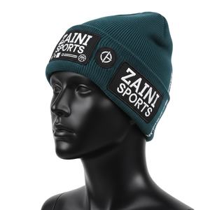 Bonnet en tricot premium pour homme, tissu côtelé doux 200 GSM, couleur sarcelle, vêtement d'hiver avec logo personnalisé tissé, bonnet jacquard - Product Image 3