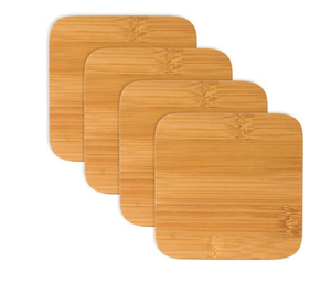 Lot de 4 sous-verres carrés en bambou avec tampons antidérapants en bois naturel pour boissons chaudes et froides du Vietnam - Product Image 3