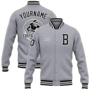 Vente en gros dans l'industrie directe, blouson décontracté d'hiver personnalisé noir sarcelle à motif 3D, veste à pression intégrale Varsity Letterman - Product Image 3