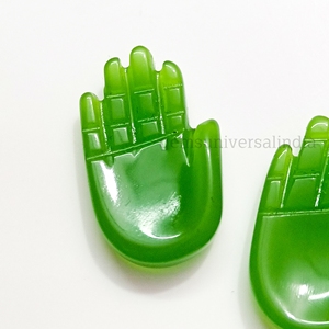 Piedra preciosa tallada a mano de Hamsa de Calcedonia verde, piedra preciosa con forma de mano de Calcedonia suelta Fátima tallada a mano para hacer colgantes 25mm - Product Image 3