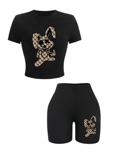 Conjunto de 2 piezas de verano de alta calidad para mujer, pantalones cortos personalizados con estampado 3D, camisa 100% de algodón orgánico, conjuntos transpirables para mujer - Product Image 5