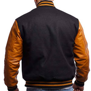 OEM personalizado de alta calidad de manga de Cuero 100% cuerpo de lana Streetwear béisbol Varsity chaqueta para unisex - Product Image 3