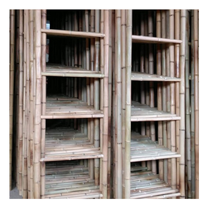 Escalera de bambú con materiales duraderos, ideal para interiores rústicos modernos, estanterías decorativas y uso diario práctico. - Product Image 1